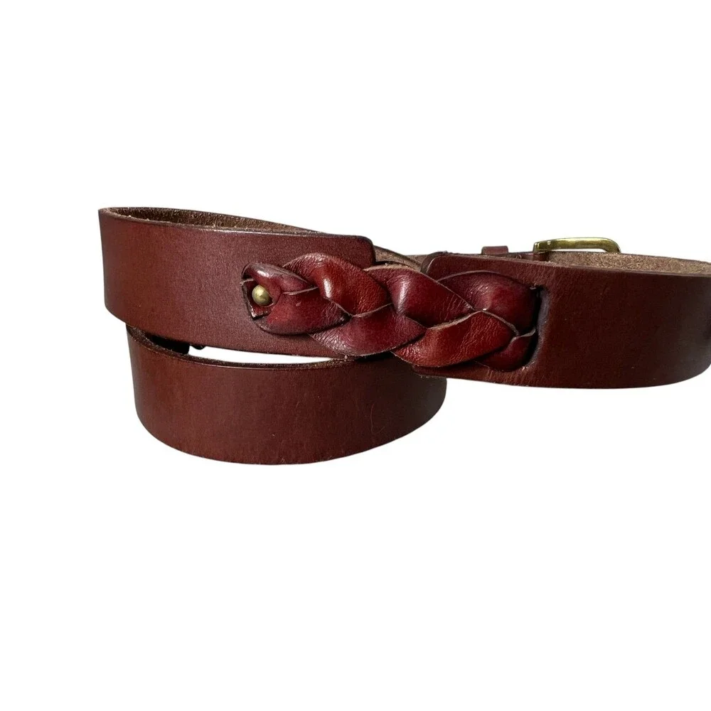 Lucky Brand Women's Boho Cowgirls Brown Braided Leather Belt  Size M  Western